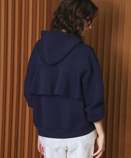 ELFRANK(エルフランク)の「【2026AW】【M~Lサイズ展開】バックフリルダンボールダブルジップパーカー(パーカー・レディース・ネイビー/グレー・M/L)」の2枚目の写真