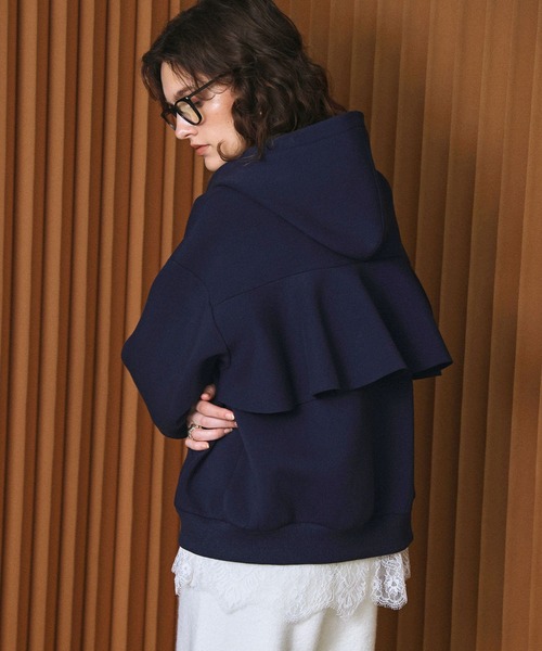 ELFRANK(エルフランク)の「【2026AW】【M~Lサイズ展開】バックフリルダンボールダブルジップパーカー(パーカー・レディース・ネイビー/グレー・M/L)」の7枚目の写真