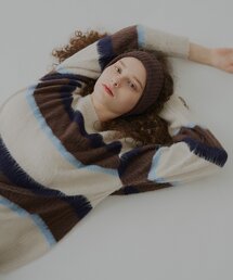 【UNISEX】アンゴラブレンドボーダーニットプルオーバー