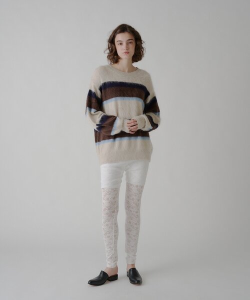 WHIMSIC（ウィムジック）の「【UNISEX】アンゴラブレンドボーダーニットプルオーバー（ニット/セーター・メンズ・ネイビー/ブラウン/ライトベージュ・FREE）」の19枚目の写真