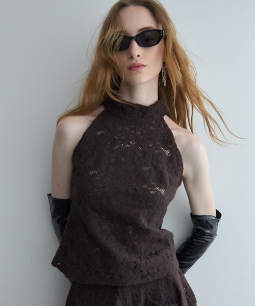 JOSE MOON(ジョゼムーン)の「LIQUIED LACE HIGH NECK/リキッドレースハイネック(その他トップス・レディース・レッド/ブラック/ホワイト/ブラウン・FREE)」の3枚目の写真