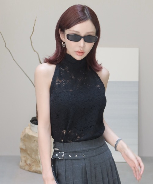 JOSE MOON(ジョゼムーン)の「LIQUIED LACE HIGH NECK/リキッドレースハイネック(その他トップス・レディース・レッド/ブラック/ホワイト/ブラウン・FREE)」の2枚目の写真
