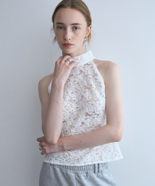 JOSE MOON(ジョゼムーン)の「LIQUIED LACE HIGH NECK/リキッドレースハイネック(その他トップス・レディース・レッド/ブラック/ホワイト/ブラウン・FREE)」の5枚目の写真