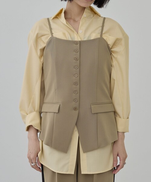 GALLEST(ギャレスト)の「Comfy Set Up|キャミジレ【セットアップ対応/通勤/カセット服】(ベスト・レディース・ブラック/ベージュ/ダークグレー・36/38/40)」の19枚目の写真