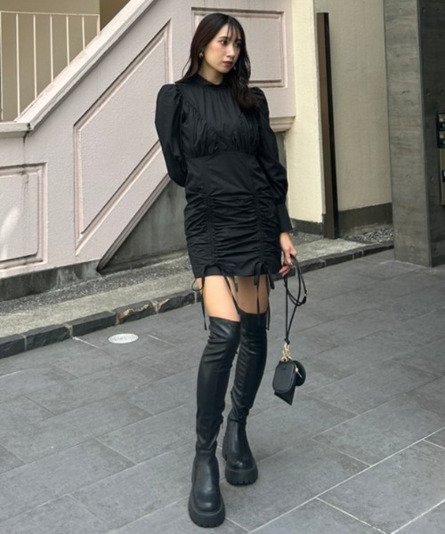 rienda ロングワンピース ブラック 長袖 セール/ブランド古着】長袖ワンピース（ワンピース）｜rienda