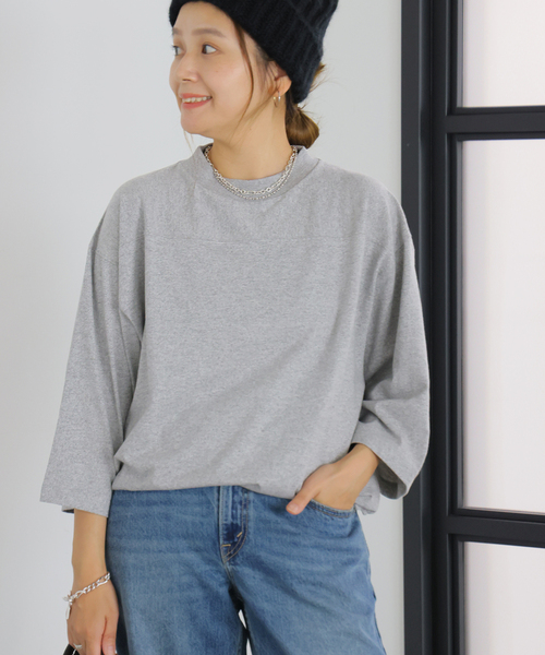 RIDING HIGH（ライディングハイ）の「【RIDING HIGH/ライディングハイ】 88/12CHAPIONテンジクフットボールチュニッ（Tシャツ/カットソー・レディース・チャコールグレー/カーキ/ブラック・FREE）」の2枚目の写真