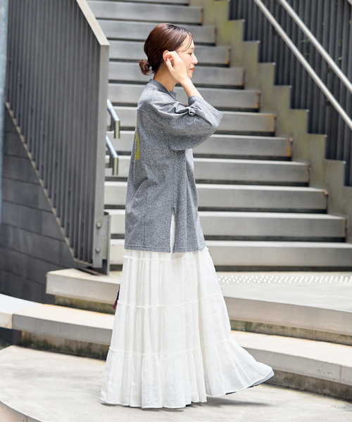 RIDING HIGH（ライディングハイ）の「【RIDING HIGH/ライディングハイ】 88/12CHAPIONテンジクフットボールチュニッ（Tシャツ/カットソー・レディース・チャコールグレー/カーキ/ブラック・FREE）」の7枚目の写真