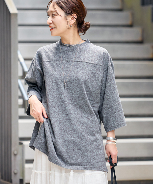 RIDING HIGH（ライディングハイ）の「【RIDING HIGH/ライディングハイ】 88/12CHAPIONテンジクフットボールチュニッ（Tシャツ/カットソー・レディース・チャコールグレー/カーキ/ブラック・FREE）」の9枚目の写真