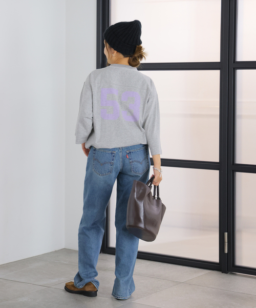 RIDING HIGH（ライディングハイ）の「【RIDING HIGH/ライディングハイ】 88/12CHAPIONテンジクフットボールチュニッ（Tシャツ/カットソー・レディース・チャコールグレー/カーキ/ブラック・FREE）」の11枚目の写真