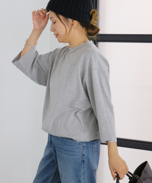 RIDING HIGH（ライディングハイ）の「【RIDING HIGH/ライディングハイ】 88/12CHAPIONテンジクフットボールチュニッ（Tシャツ/カットソー・レディース・チャコールグレー/カーキ/ブラック・FREE）」の13枚目の写真