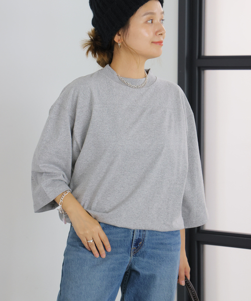 RIDING HIGH（ライディングハイ）の「【RIDING HIGH/ライディングハイ】 88/12CHAPIONテンジクフットボールチュニッ（Tシャツ/カットソー・レディース・チャコールグレー/カーキ/ブラック・FREE）」の15枚目の写真