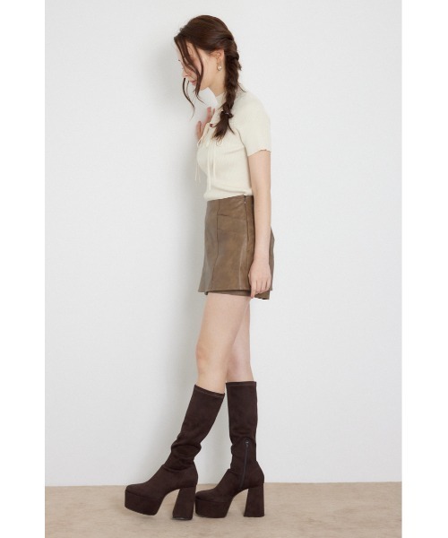 rienda(リエンダ)の「ウォッシャブルリボンハーフスリーブニットトップス 夏服 秋服(ニット/セーター・レディース・ブラック/アイボリー/ピンク・FREE)」の13枚目の写真