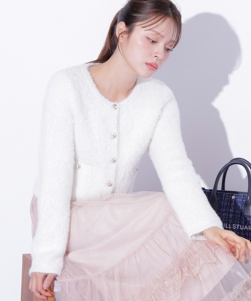 JILL by JILL STUART(ジルバイジルスチュアート)の「フィルムシャギーニットジャケット(ニット/セーター・レディース・ホワイト系その他/グレー/ホワイト・FREE)」の2枚目の写真