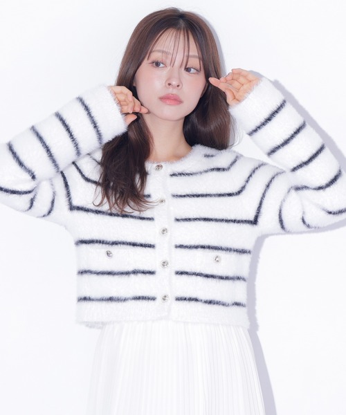 JILL by JILL STUART(ジルバイジルスチュアート)の「フィルムシャギーニットジャケット(ニット/セーター・レディース・ホワイト系その他/グレー/ホワイト・FREE)」の16枚目の写真