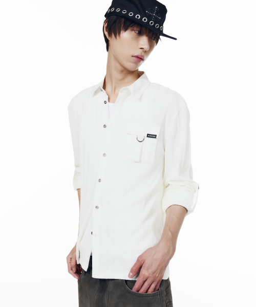AAKAM（アーカム）の「Roll-Up Pocket Long Shirts (White)（シャツ/ブラウス・レディース・その他・1/2）」の2枚目の写真