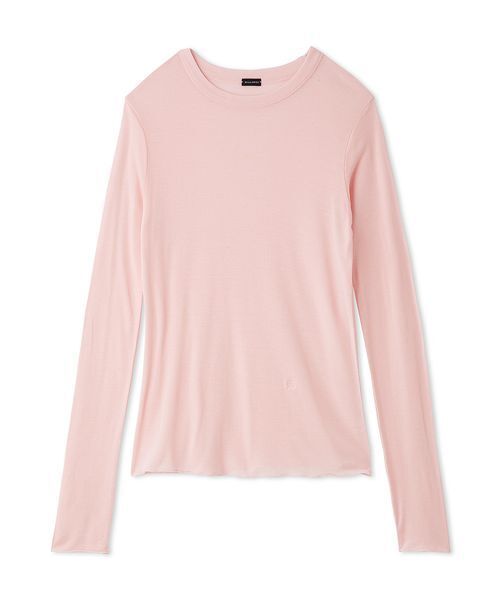 Mila Owen(ミラオーウェン)の「シルクブレンドシアーロングTシャツ(Tシャツ/カットソー・レディース・ホワイト/ブラック/ピンク/バーガンディー・F)」の3枚目の写真