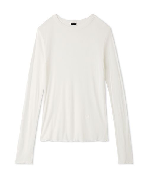 Mila Owen(ミラオーウェン)の「シルクブレンドシアーロングTシャツ(Tシャツ/カットソー・レディース・ホワイト/ブラック/ピンク/バーガンディー・F)」の5枚目の写真
