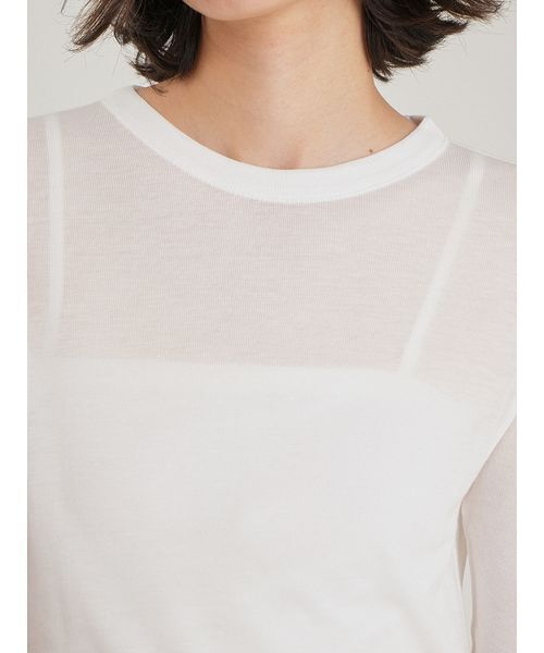 Mila Owen(ミラオーウェン)の「シルクブレンドシアーロングTシャツ(Tシャツ/カットソー・レディース・ホワイト/ブラック/ピンク/バーガンディー・F)」の10枚目の写真