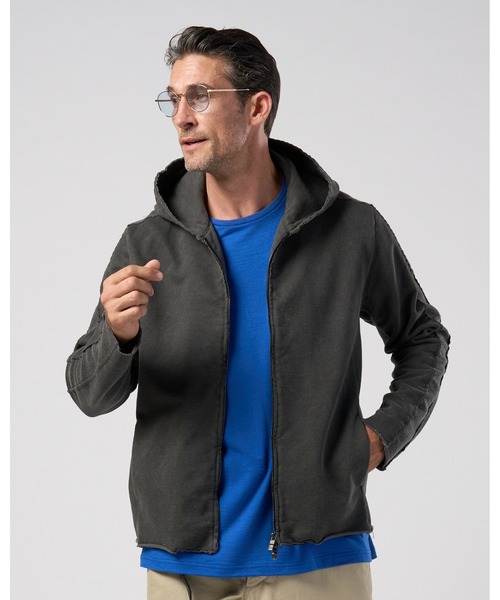 wjk(ダヴルジェイケイ)の「compact urake cut-off line zip hoodie(パーカー・メンズ・ブラック/グレー/ピンク・X-LARGE/LARGE/MEDIUM/SMALL)」の2枚目の写真