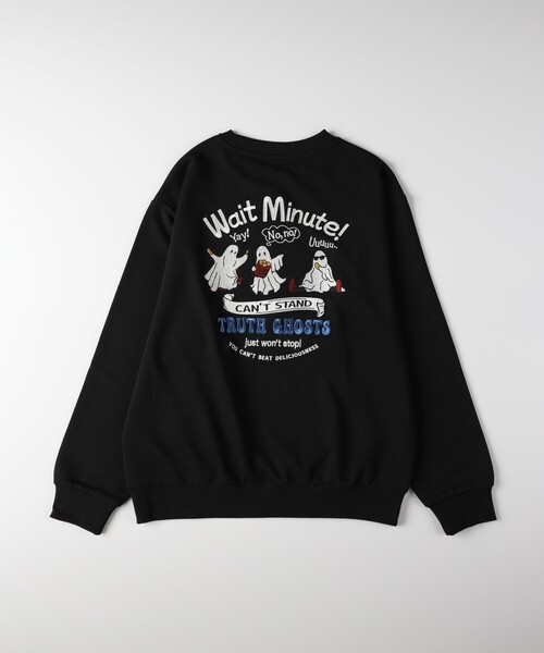 Right-on(ライトオン)の「POWER TO THE PEOPLE ゴースト刺繍トレーナー(Tシャツ/カットソー・メンズ・グレー/ブラック/グリーン・05/04/06)」の6枚目の写真