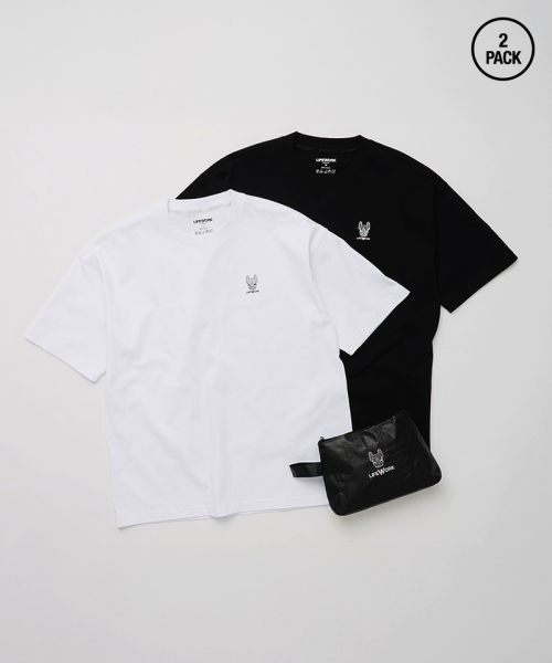 LIFE WORK(ライフワーク)の「ユニセックス) ニュー2PACKベーシック半袖Tシャツ(Tシャツ/カットソー・メンズ・ブラック×ホワイト・SMALL/MEDIUM/LARGE/X-SMALL)」の2枚目の写真