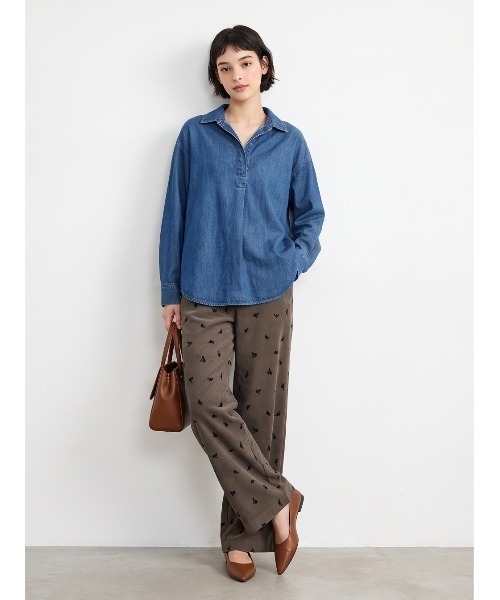 Sew loop(ソーループ)の「フロッキープリントワイドパンツ(スラックス・レディース・カーキオリーブ・L/M)」の11枚目の写真
