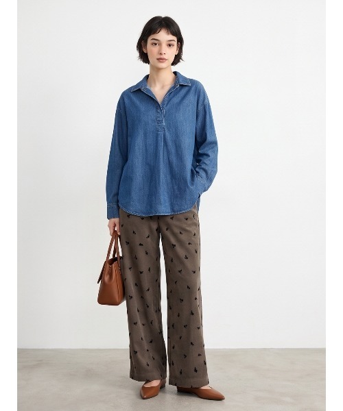 Sew loop(ソーループ)の「フロッキープリントワイドパンツ(スラックス・レディース・カーキオリーブ・L/M)」の12枚目の写真