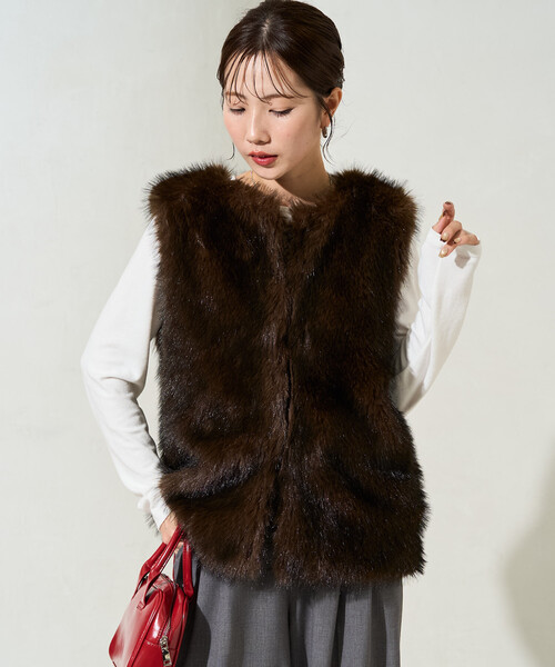 FREAK'S STORE(フリークスストア)の「限定展開 ファー ベスト(その他アウター・レディース・ナチュラル/ブラウン・フリ-)」の3枚目の写真