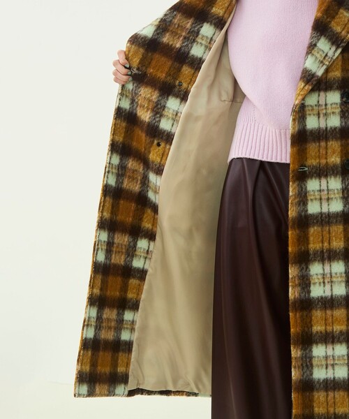 MACPHEE（マカフィー）の「【WEB先行予約】シャギーチェック ダブルブレストコート（チェスターコート・レディース・ブラウン系・36）」の6枚目の写真