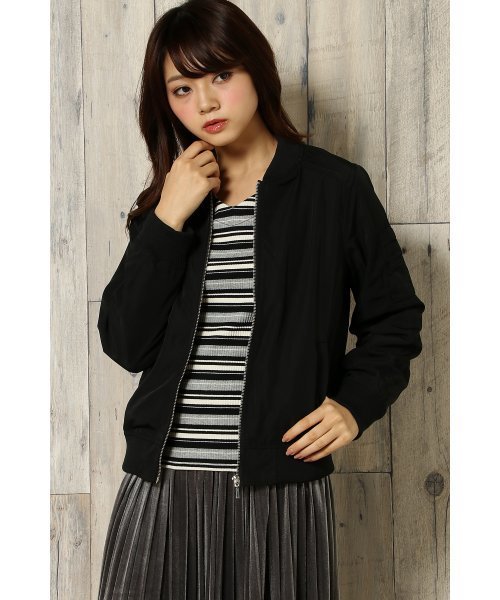 VENCEEXCHANGE（ヴァンスエクスチェンジ）の「E/ツイルMA-1                       （MA-1・レディース・梅/ダークグリーン/ブラック・MEDIUM）」の2枚目の写真