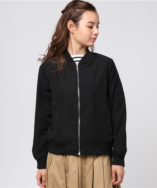 VENCEEXCHANGE（ヴァンスエクスチェンジ）の「E/ツイルMA-1                       （MA-1・レディース・梅/ダークグリーン/ブラック・MEDIUM）」の4枚目の写真