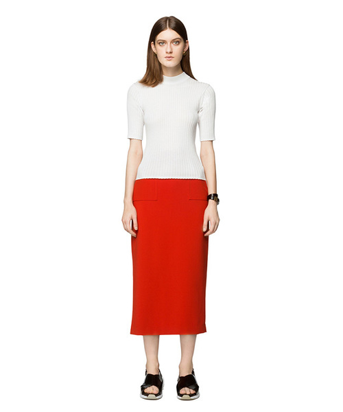 CLANE（クラネ）の「TIGHT HI NECK KNIT TOPS（その他トップス・レディース・オレンジ/ホワイト/ブラック・1/2）」の13枚目の写真