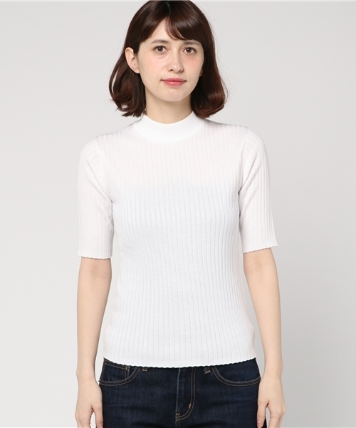 CLANE（クラネ）の「TIGHT HI NECK KNIT TOPS（その他トップス・レディース・オレンジ/ホワイト/ブラック・1/2）」の9枚目の写真