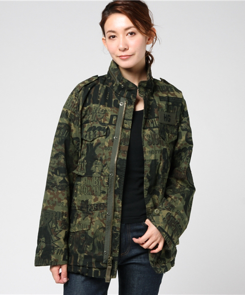 HYSTERIC GLAMOUR（ヒステリックグラマー）の「M-65JK（ミリタリージャケット・レディース・カーキ/グリーン系カモフラージュ/ブラック・FREE）」の21枚目の写真