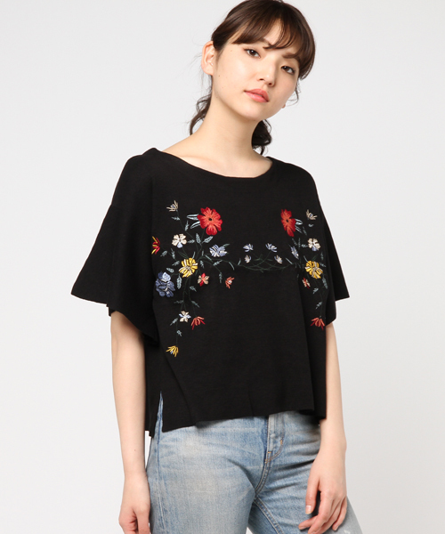 laboratory work（ラボラトリーワーク）の「刺繍袖フレアプルオーバー（Tシャツ/カットソー・レディース・オフホワイト/杢グレー/ブラック・MEDIUM）」の12枚目の写真