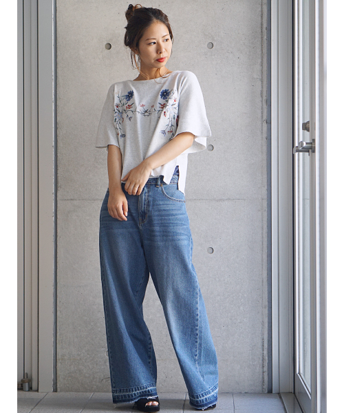 laboratory work（ラボラトリーワーク）の「刺繍袖フレアプルオーバー（Tシャツ/カットソー・レディース・オフホワイト/杢グレー/ブラック・MEDIUM）」の16枚目の写真