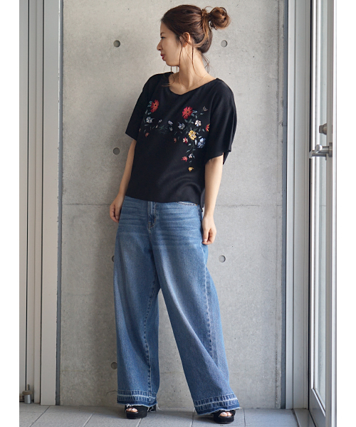 laboratory work（ラボラトリーワーク）の「刺繍袖フレアプルオーバー（Tシャツ/カットソー・レディース・オフホワイト/杢グレー/ブラック・MEDIUM）」の20枚目の写真