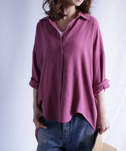 antiqua（アンティカ）の「前後差デザインシャツ（シャツ/ブラウス・レディース・ベージュ/オフホワイト/ピンク・FREE）」の15枚目の写真