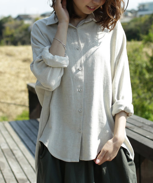 antiqua（アンティカ）の「前後差デザインシャツ（シャツ/ブラウス・レディース・ベージュ/オフホワイト/ピンク・FREE）」の18枚目の写真