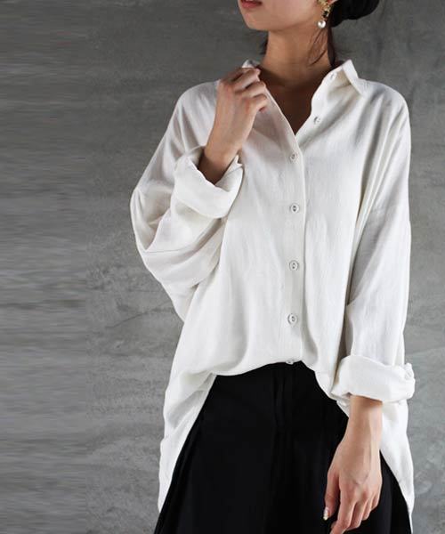 antiqua（アンティカ）の「前後差デザインシャツ（シャツ/ブラウス・レディース・ベージュ/オフホワイト/ピンク・FREE）」の4枚目の写真