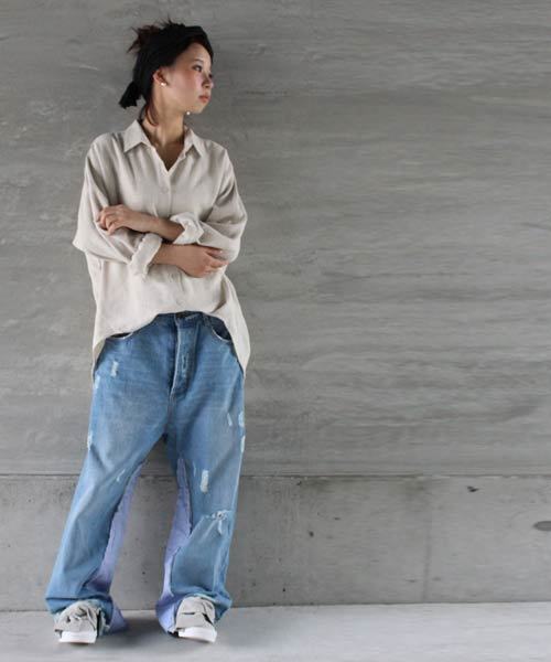 antiqua（アンティカ）の「前後差デザインシャツ（シャツ/ブラウス・レディース・ベージュ/オフホワイト/ピンク・FREE）」の7枚目の写真