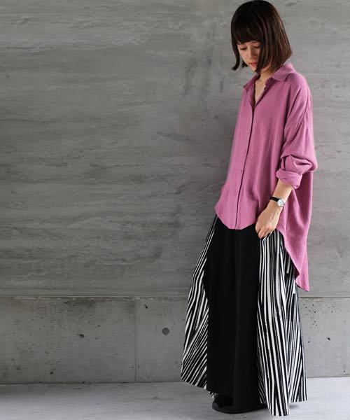 antiqua（アンティカ）の「前後差デザインシャツ（シャツ/ブラウス・レディース・ベージュ/オフホワイト/ピンク・FREE）」の10枚目の写真