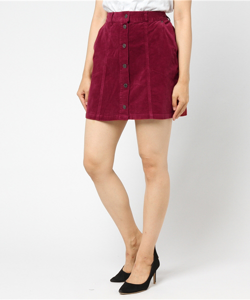 PUNYUS（プニュズ）の「コーデュロイ前ボタンスカート（スカート・レディース・ダークグリーン/ネイビー/ワイン/マスタード・2/4/1/3）」の14枚目の写真