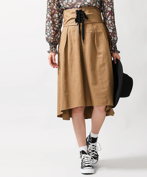 WEGO（ウィゴー）の「WEGO/コルセットベルトイレヘムスカート（スカート・レディース・ブラック/ワイン/ベージュ/ベージュ系その他2・FREE）」の3枚目の写真