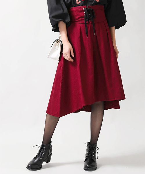 WEGO（ウィゴー）の「WEGO/コルセットベルトイレヘムスカート（スカート・レディース・ブラック/ワイン/ベージュ/ベージュ系その他2・FREE）」の4枚目の写真