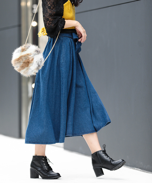 WEGO(ウィゴー)の「WEGO/デニムリボンイレヘムミディスカート(デニムスカート・レディース・インディゴブルー/ダークインディゴブルー・SMALL/LARGE/MEDIUM)」の13枚目の写真