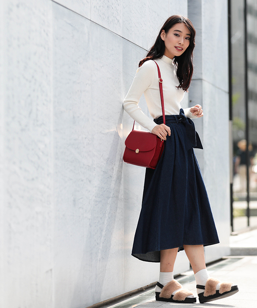 WEGO(ウィゴー)の「WEGO/デニムリボンイレヘムミディスカート(デニムスカート・レディース・インディゴブルー/ダークインディゴブルー・SMALL/LARGE/MEDIUM)」の3枚目の写真