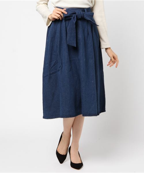 WEGO(ウィゴー)の「WEGO/デニムリボンイレヘムミディスカート(デニムスカート・レディース・インディゴブルー/ダークインディゴブルー・SMALL/LARGE/MEDIUM)」の6枚目の写真