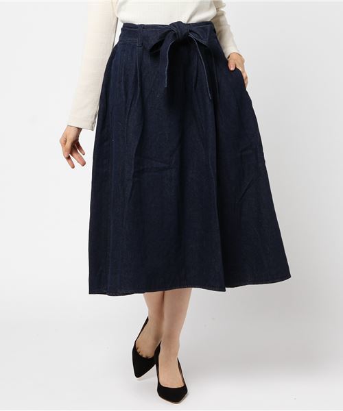 WEGO(ウィゴー)の「WEGO/デニムリボンイレヘムミディスカート(デニムスカート・レディース・インディゴブルー/ダークインディゴブルー・SMALL/LARGE/MEDIUM)」の10枚目の写真