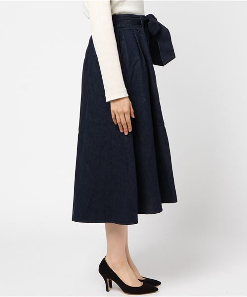 WEGO(ウィゴー)の「WEGO/デニムリボンイレヘムミディスカート(デニムスカート・レディース・インディゴブルー/ダークインディゴブルー・SMALL/LARGE/MEDIUM)」の7枚目の写真